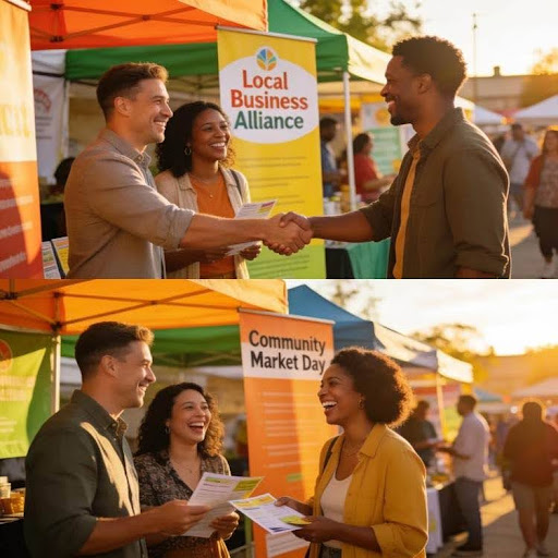 Local businesses and community sponsors collaborating to support neighborhood programs